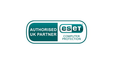 The logo of ESET Authorised UK Parthener who we are partnered with